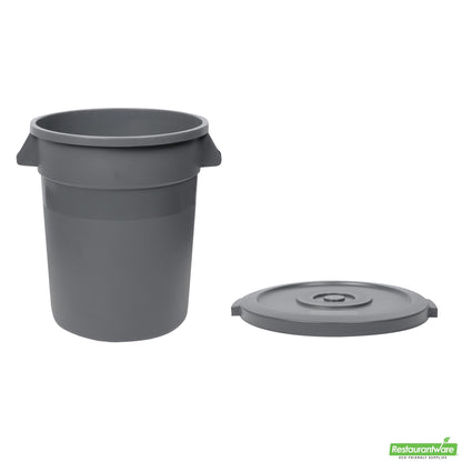 Wholesale Restaurantware Bundle: Gray 20 Gal Plastic Trash Can and Lid- Bulk