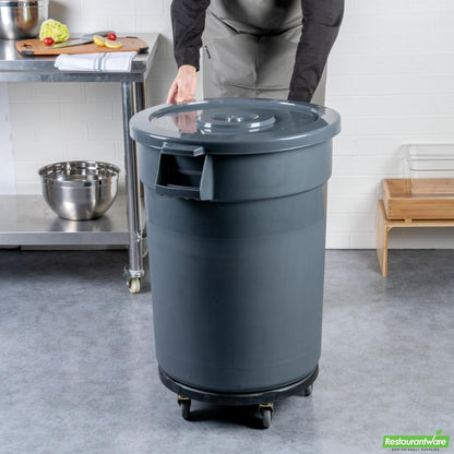 Wholesale Restaurantware Bundle: Gray 20 Gal Plastic Trash Can and Lid and Dolly- Bulk