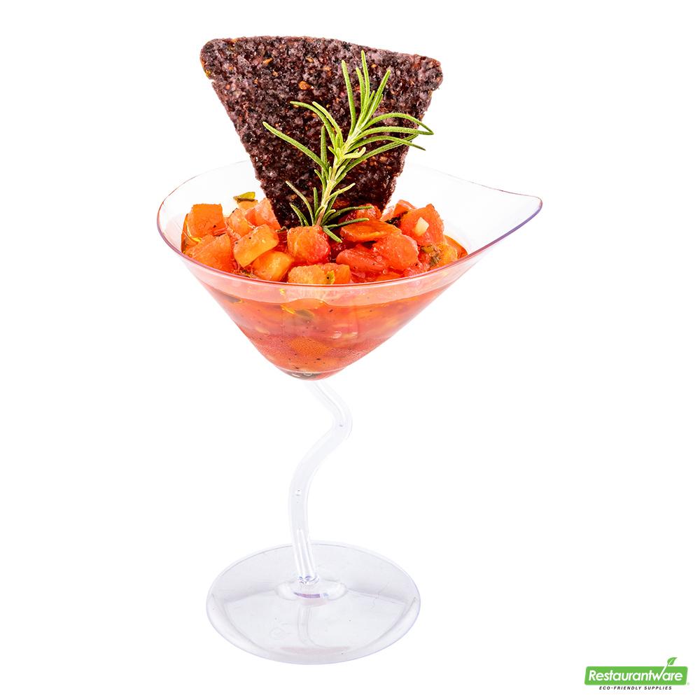 Wholesale Restaurantware Bundle: 100 3 Oz Clear Plastic Dekko Martini Glass and 100 Mini Forks- Bulk