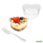 Wholesale Restaurantware Bundle: 100 5 Oz Clear Plastic Mini Heart Cups and 100 Mini Forks- Bulk