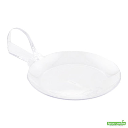 Wholesale Restaurantware Bundle: 100 Clear 3.7 Plastic Fish Tasting Plates and 100 Plastic 4 Spoons- Bulk