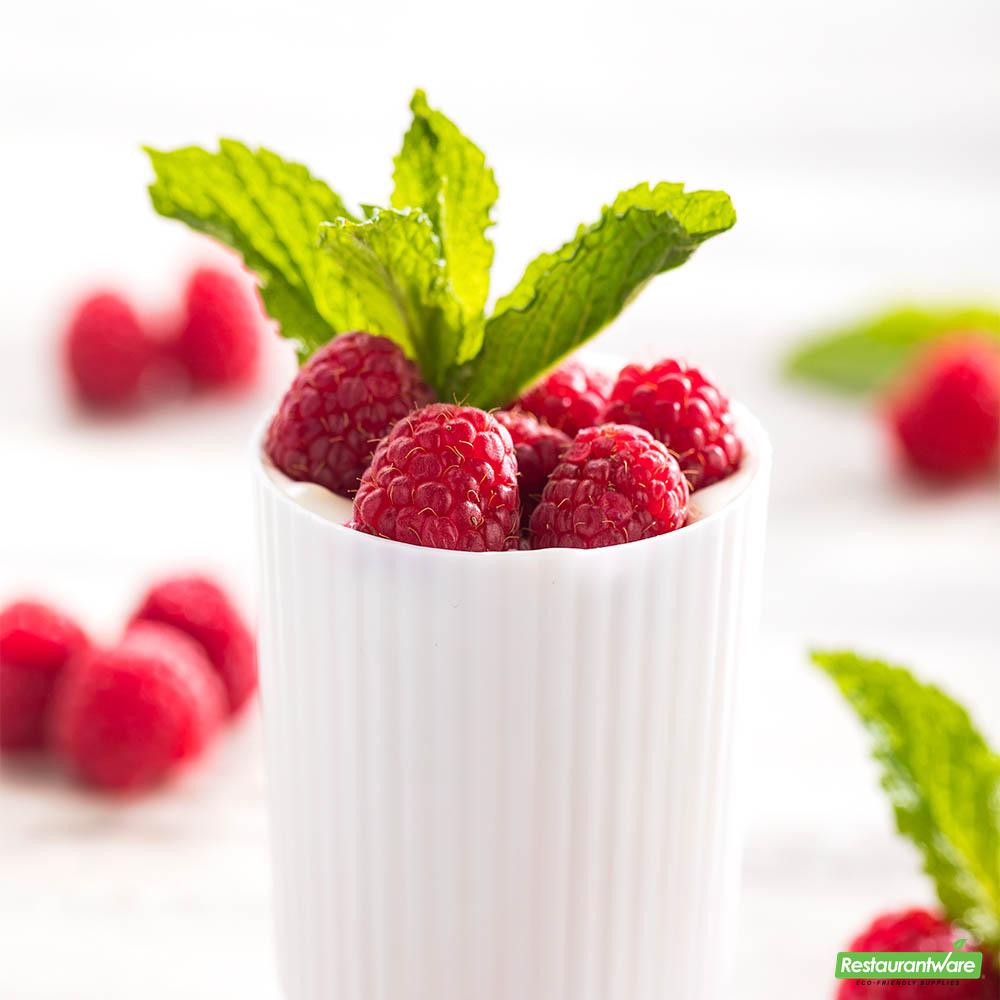 Wholesale Restaurantware Bundle: 100 4 Oz White Toque Parfait Cups and 100 Silver 4 Spoons- Bulk
