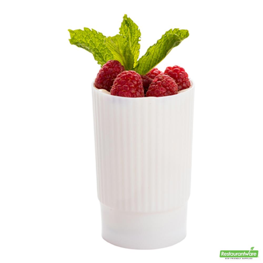 Wholesale Restaurantware Bundle: 100 4 Oz White Toque Parfait Cups and 100 Silver 4 Spoons- Bulk