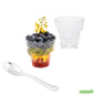Wholesale Restaurantware Bundle: 100 5 Oz Round Clear Mini Flourish Cups and 100 Silver 4 Spoons- Bulk