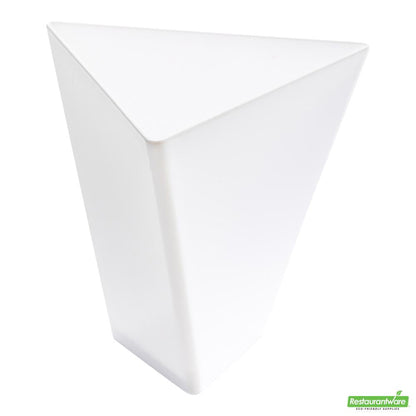 Wholesale Restaurantware Bundle: 100 4 Oz Triangle White Torcente Dessert Cups and 100 Silver 4 Spoons- Bulk