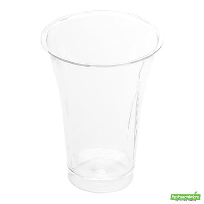Wholesale Restaurantware Bundle: 100 2 Oz Round Clear Plastic Trumpet Cups and 100 Plastic 4 Spoons- Bulk