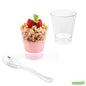 Wholesale Restaurantware Bundle: 100 7 Oz Round Clear Large Parfait Glass and 100 Silver 4 Spoons- Bulk