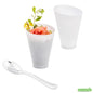 Wholesale Restaurantware Bundle: 100 7 Oz Round White Incline Glass and 100 Silver 4 Spoons- Bulk