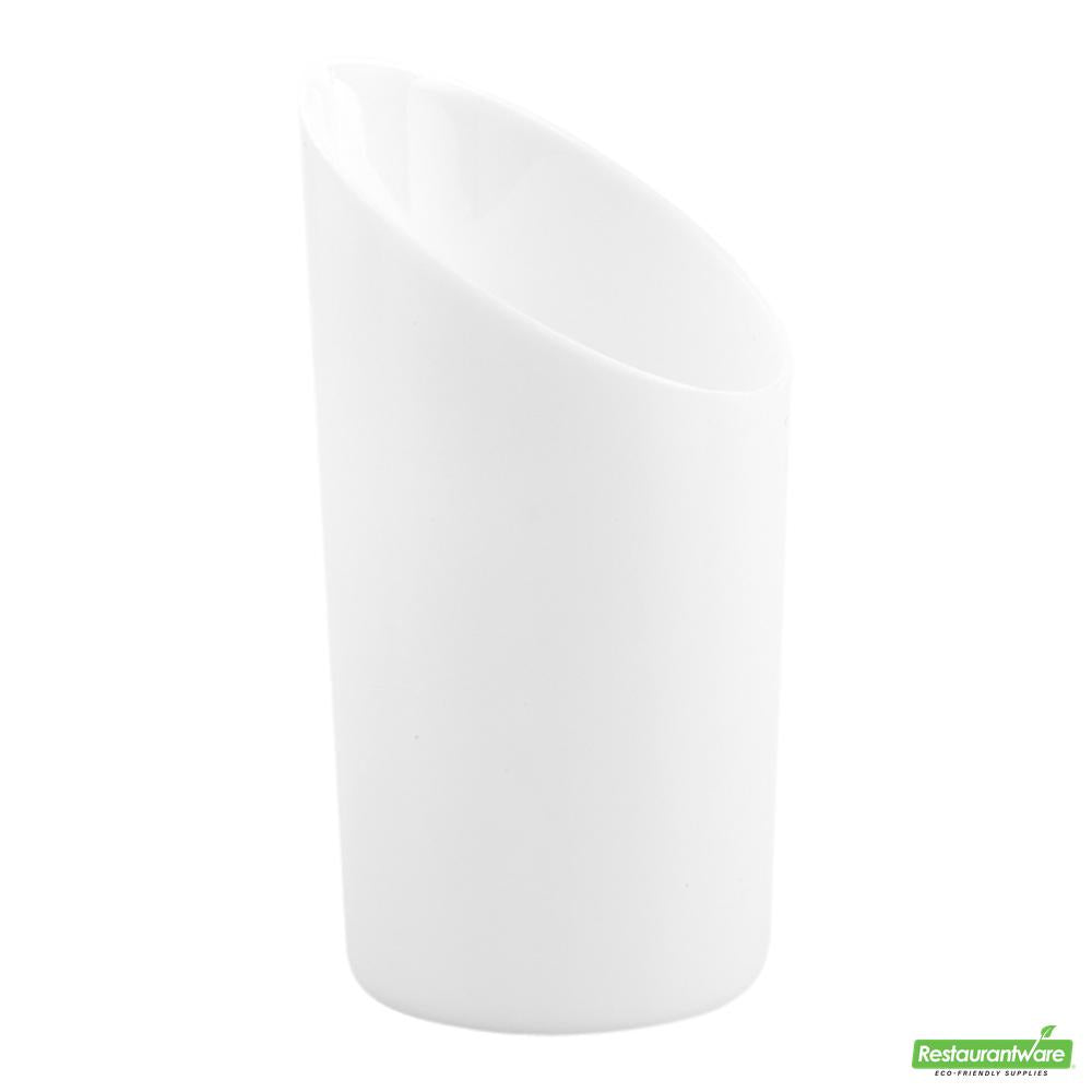 Wholesale Restaurantware Bundle: 100 3 Oz White Incline Shot Glasses and 100 Silver 4 Mini Spoons- Bulk