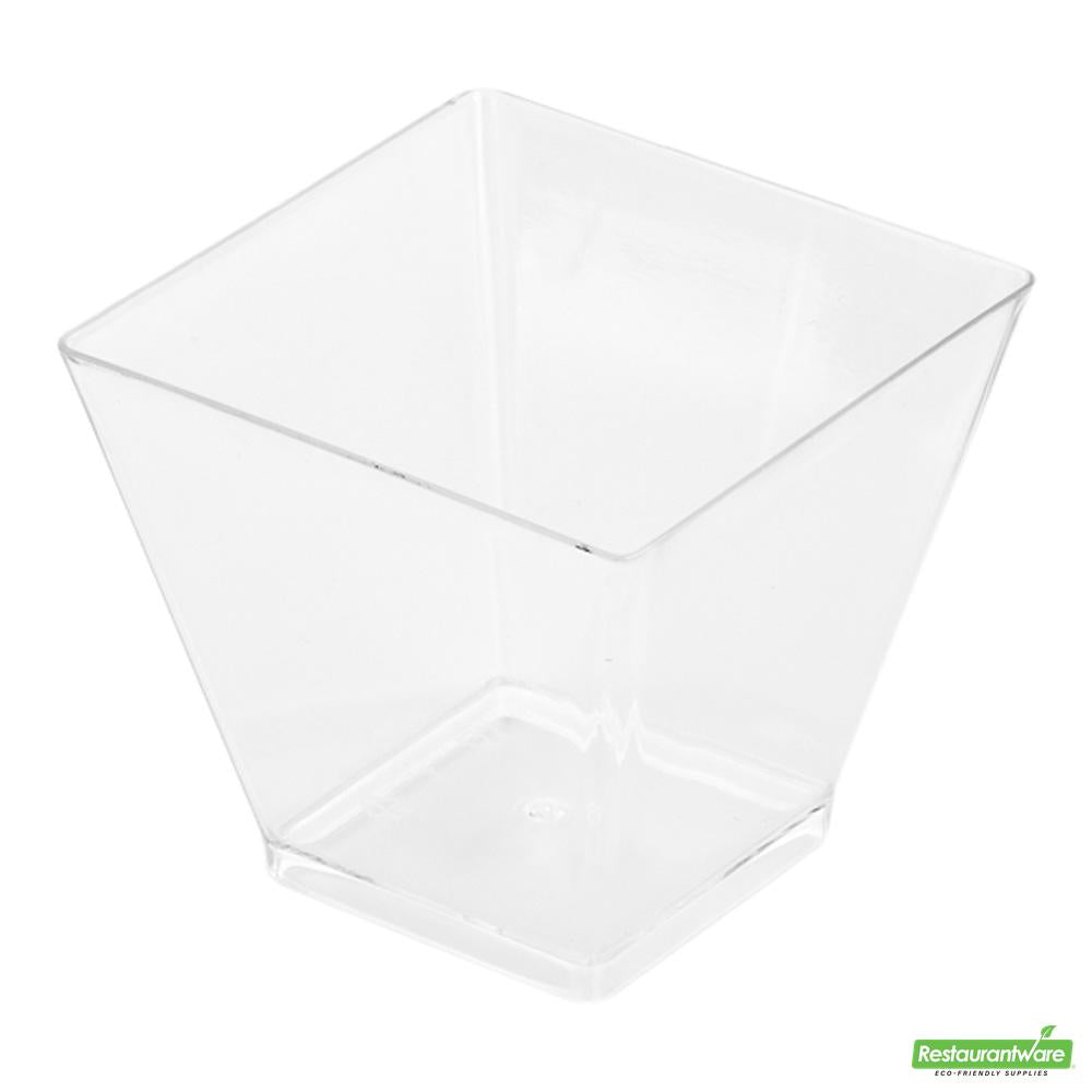 Wholesale Restaurantware Bundle: 300 2 Oz Clear Plastic Mini Kova Cups and 300 Silver 4 Mini Spoons- Bulk