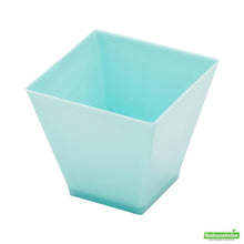 Wholesale Restaurantware Bundle: 100 2 Oz Baby Blue Plastic Kova Cups and 100 Silver 4 Mini Spoons- Bulk