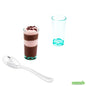 Wholesale Restaurantware Bundle: 100 2 Oz Round Seagreen Cannello Shot Glass and 100 Silver 4 Spoons- Bulk