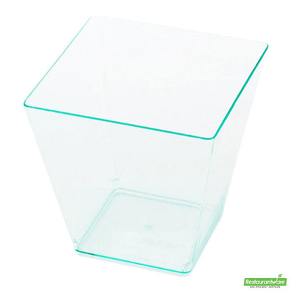Wholesale Restaurantware Bundle: 100 8 Oz Square Seagreen Large Kova Cups and 100 Silver 4 Spoons- Bulk