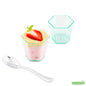 Wholesale Restaurantware Bundle: 100 2 Oz Hexagon Seagreen Plastic Glass and 100 Plastic 4 Spoons- Bulk