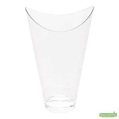Wholesale Restaurantware Bundle: 100 3 Oz Clear Plastic Mini Mezzaluna Cups and 100 Mini Forks- Bulk