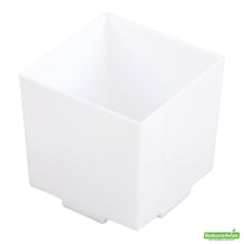 Wholesale Restaurantware 100 3 Oz Square White Plastic Quadrato Cups and 100 Silver Plastic 4 Mini Forks- Bulk