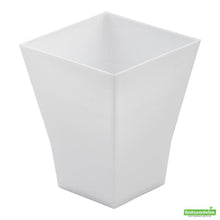Wholesale Restaurantware Bundle: 100 2 Oz Square White Plastic Bonito Cups with 100 Silver Plastic 4 Mini Spoons- Bulk