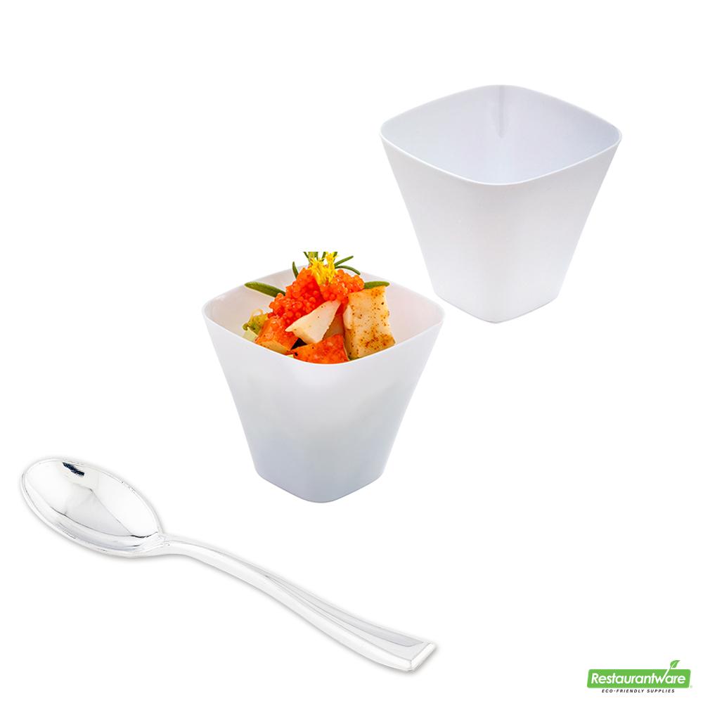 Wholesale Restaurantware Cup Plstc Sq 4oz W/spn 4 S- Bulk