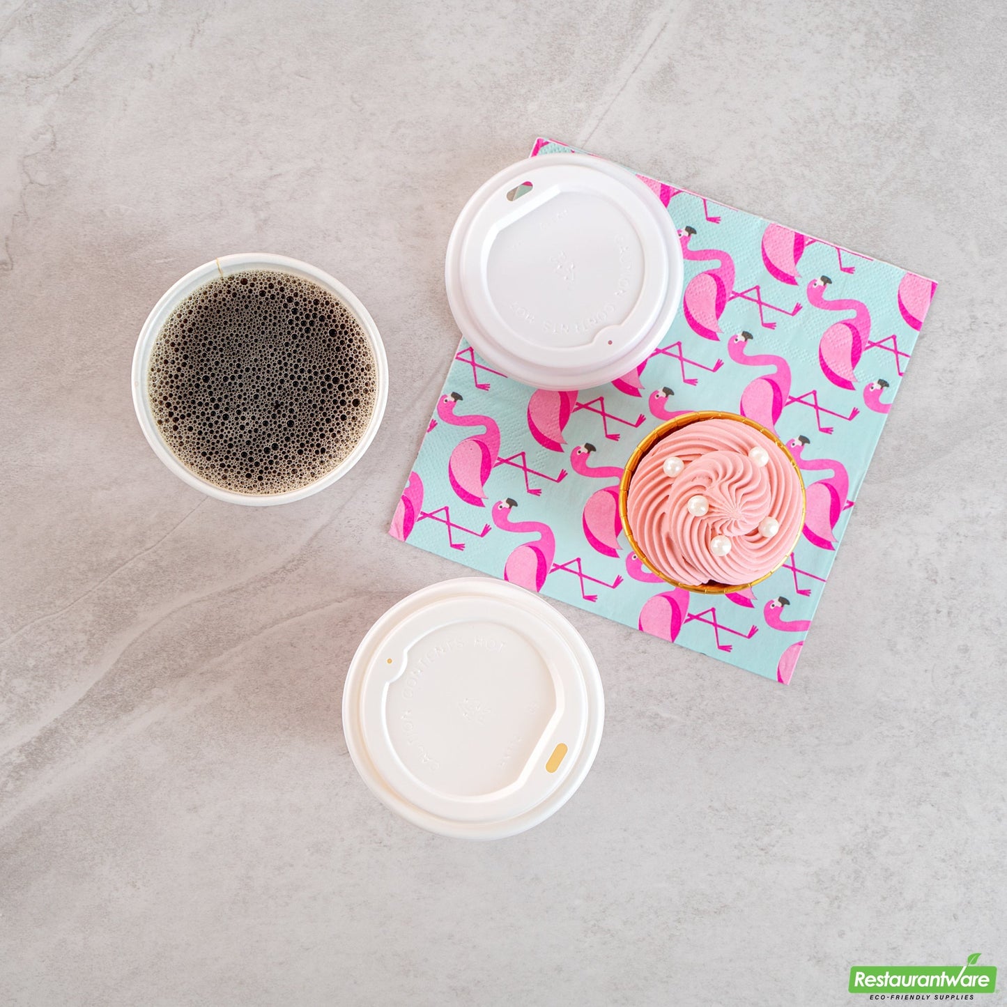 Wholesale Restaurantware Restpresso 12 Oz It's a Girl Paper Single Wall Coffee Cup - with White Lid - 3 1/2 X 3 1/2 X 4 3/4 - 400 Count Box- Bulk