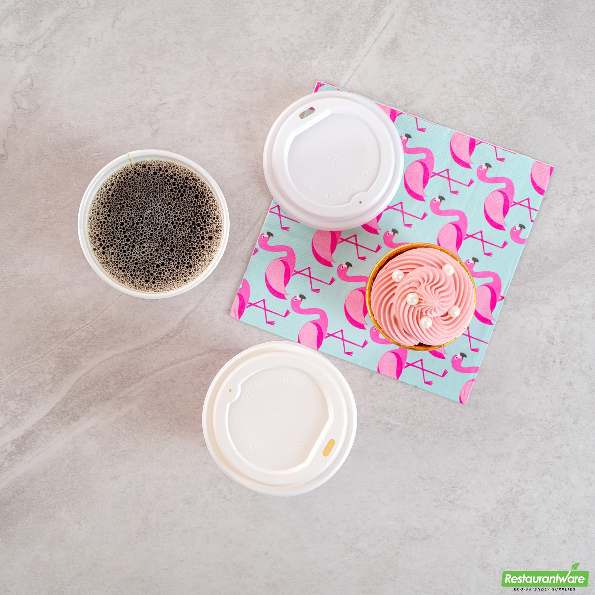 Wholesale Restaurantware Restpresso 12 Oz It's a Girl Paper Single Wall Coffee Cup - with White Lid - 3 1/2 X 3 1/2 X 4 3/4 - 400 Count Box- Bulk