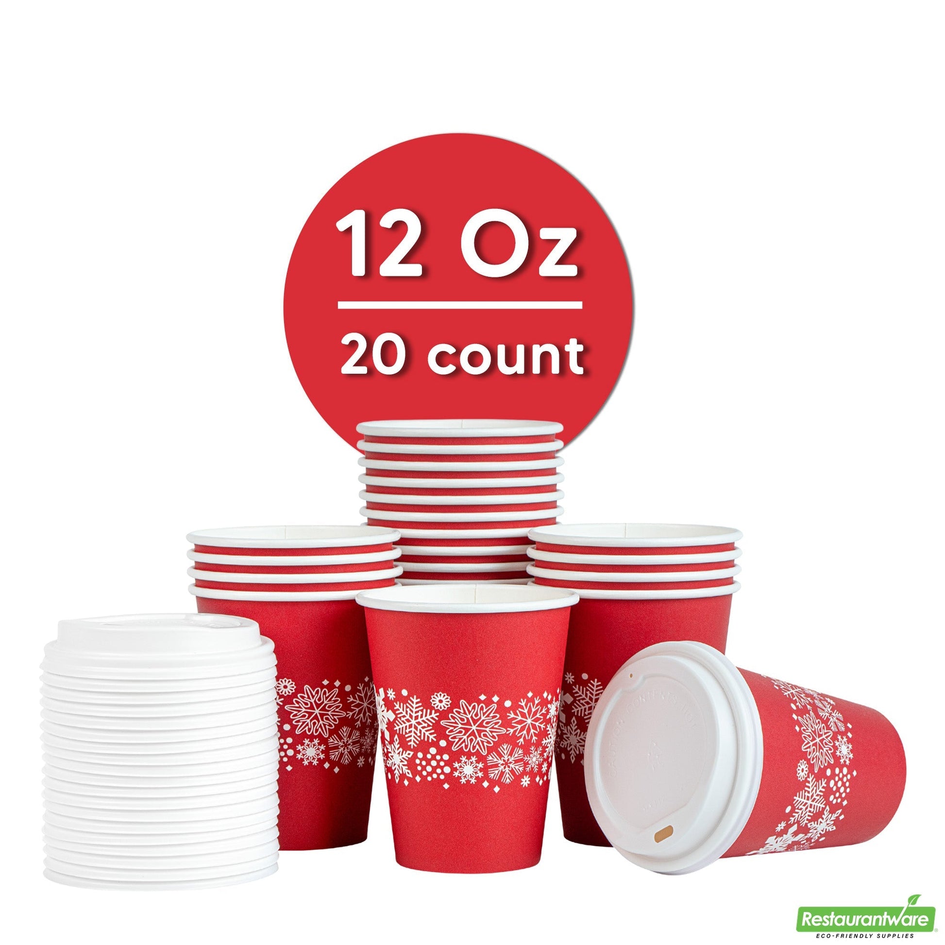 Wholesale Restaurantware Cup Cff Ppr 12oz Rd Xms Snwflk- Bulk