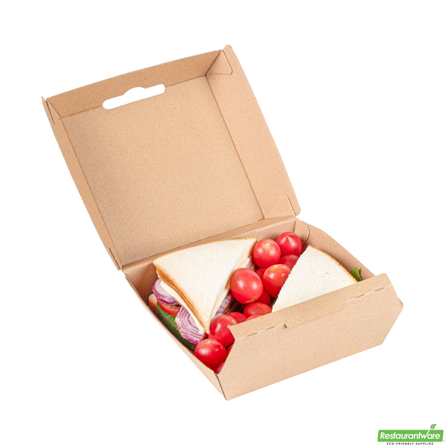 Wholesale Restaurantware Bio Tek Square Kraft Paper Corrugated Clamshell Container - 5 1/2" X 5 1/2" X 2 3/4" - 100 Count Box- Bulk