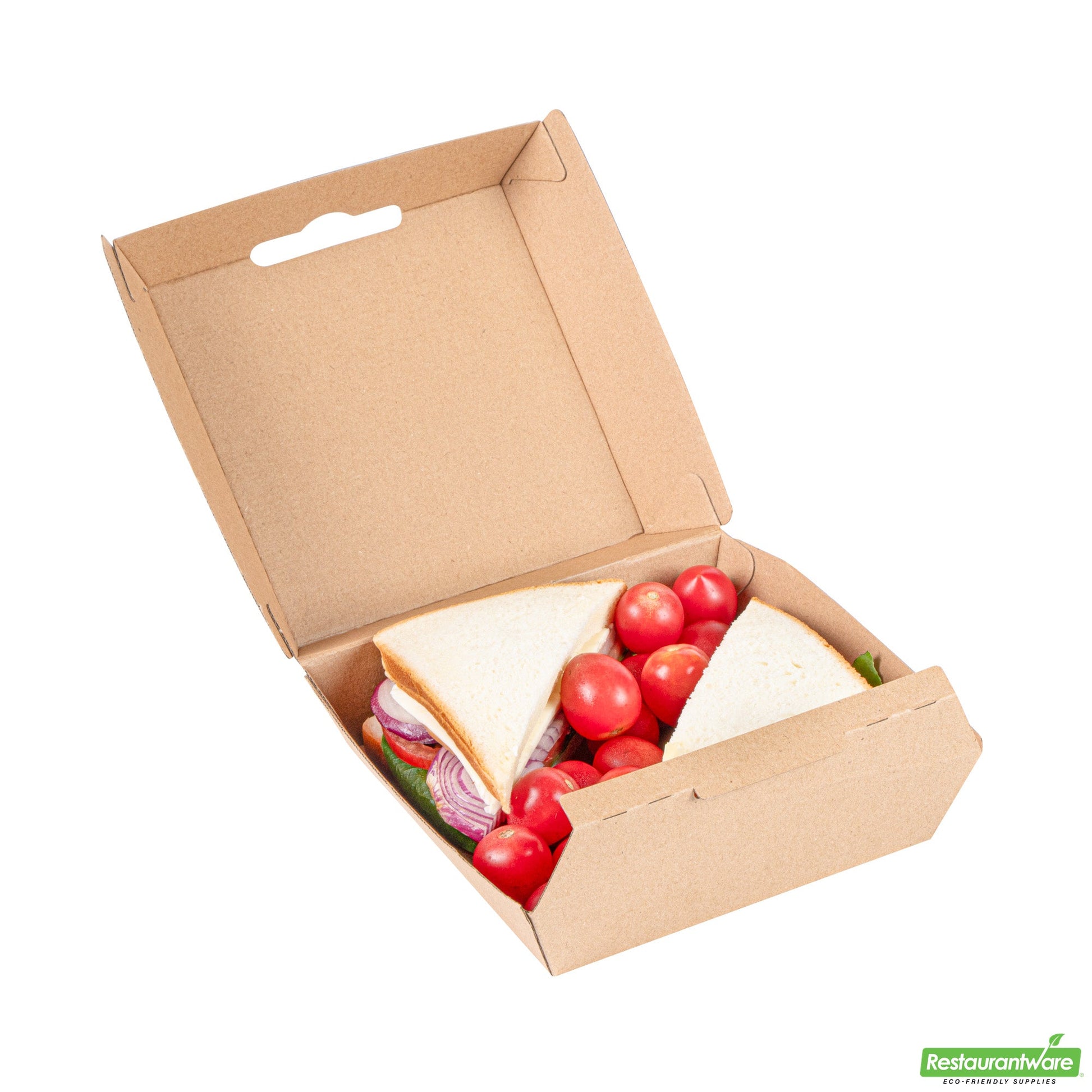 Wholesale Restaurantware Bio Tek Square Kraft Paper Corrugated Clamshell Container - 5 1/2" X 5 1/2" X 2 3/4" - 100 Count Box- Bulk
