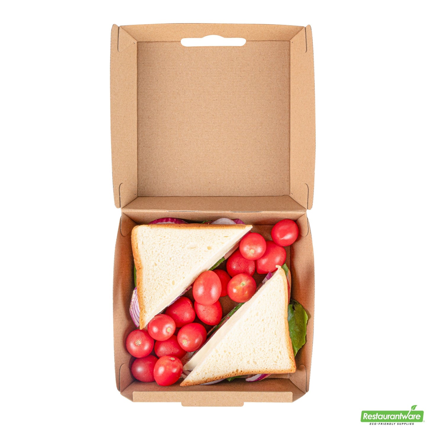Wholesale Restaurantware Bio Tek Square Kraft Paper Corrugated Clamshell Container - 5 1/2" X 5 1/2" X 2 3/4" - 100 Count Box- Bulk
