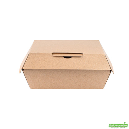 Wholesale Restaurantware Bio Tek Square Kraft Paper Corrugated Clamshell Container - 5 1/2" X 5 1/2" X 2 3/4" - 100 Count Box- Bulk