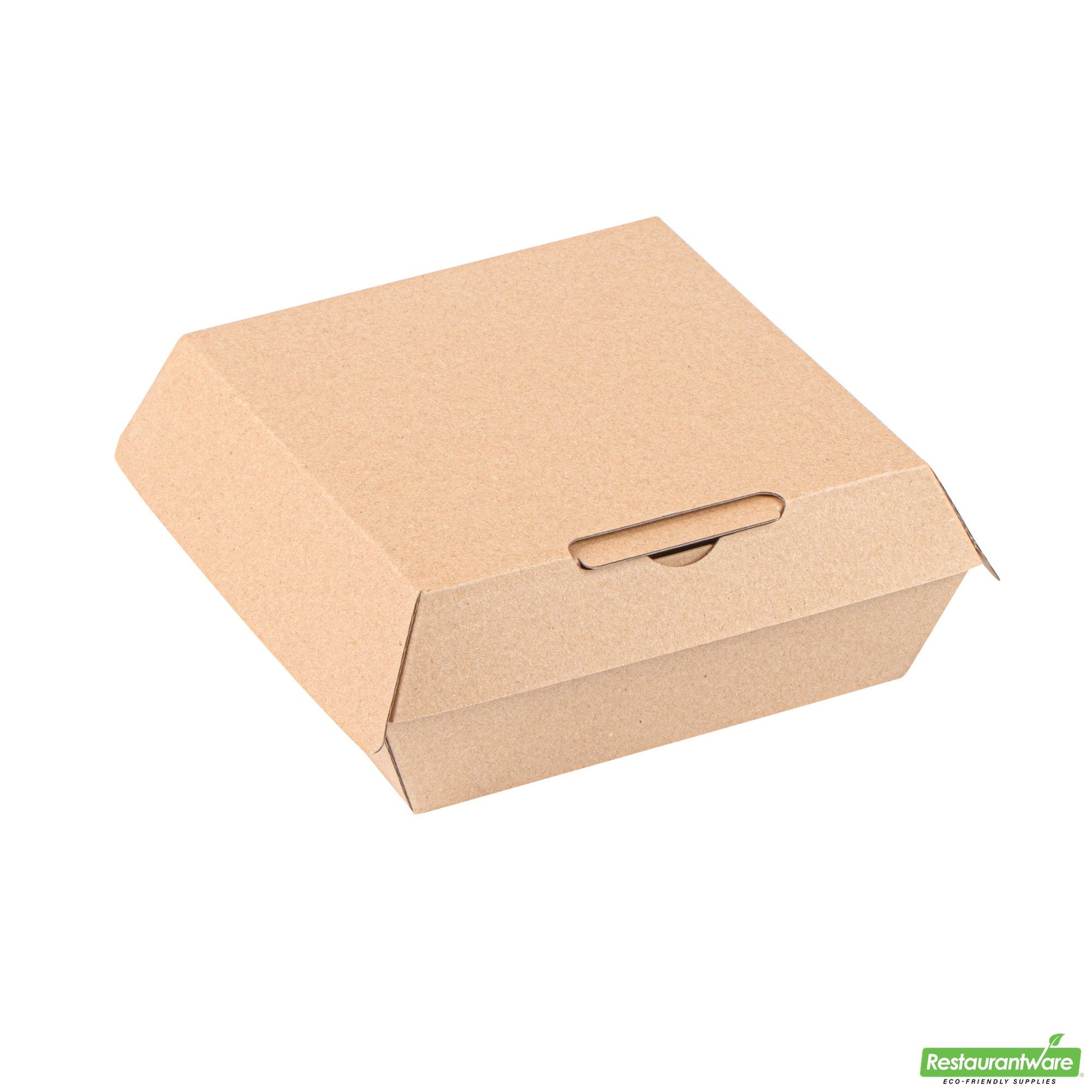 Wholesale Restaurantware Bio Tek Square Kraft Paper Corrugated Clamshell Container - 5 1/2" X 5 1/2" X 2 3/4" - 100 Count Box- Bulk