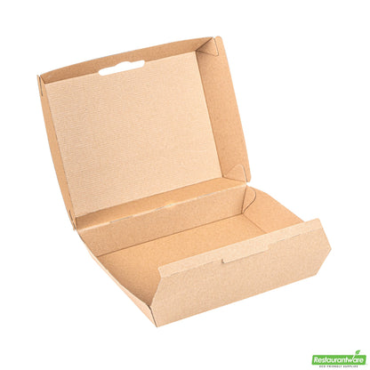 Wholesale Restaurantware Bio Tek Rectangle Kraft Paper Corrugated Clamshell Container - 7 3/4" X 6" X 2 3/4" - 100 Count Box- Bulk
