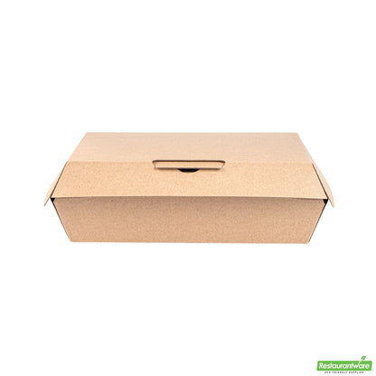 Wholesale Restaurantware Bio Tek Rectangle Kraft Paper Corrugated Clamshell Container - 7 3/4" X 6" X 2 3/4" - 100 Count Box- Bulk