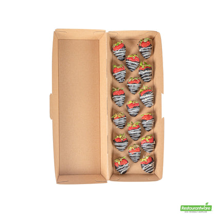Wholesale Restaurantware Bio Tek Rectangle Kraft Paper Corrugated Clamshell Container - 11 1/4" X 3 1/2" X 2 3/4" - 100 Count Box- Bulk