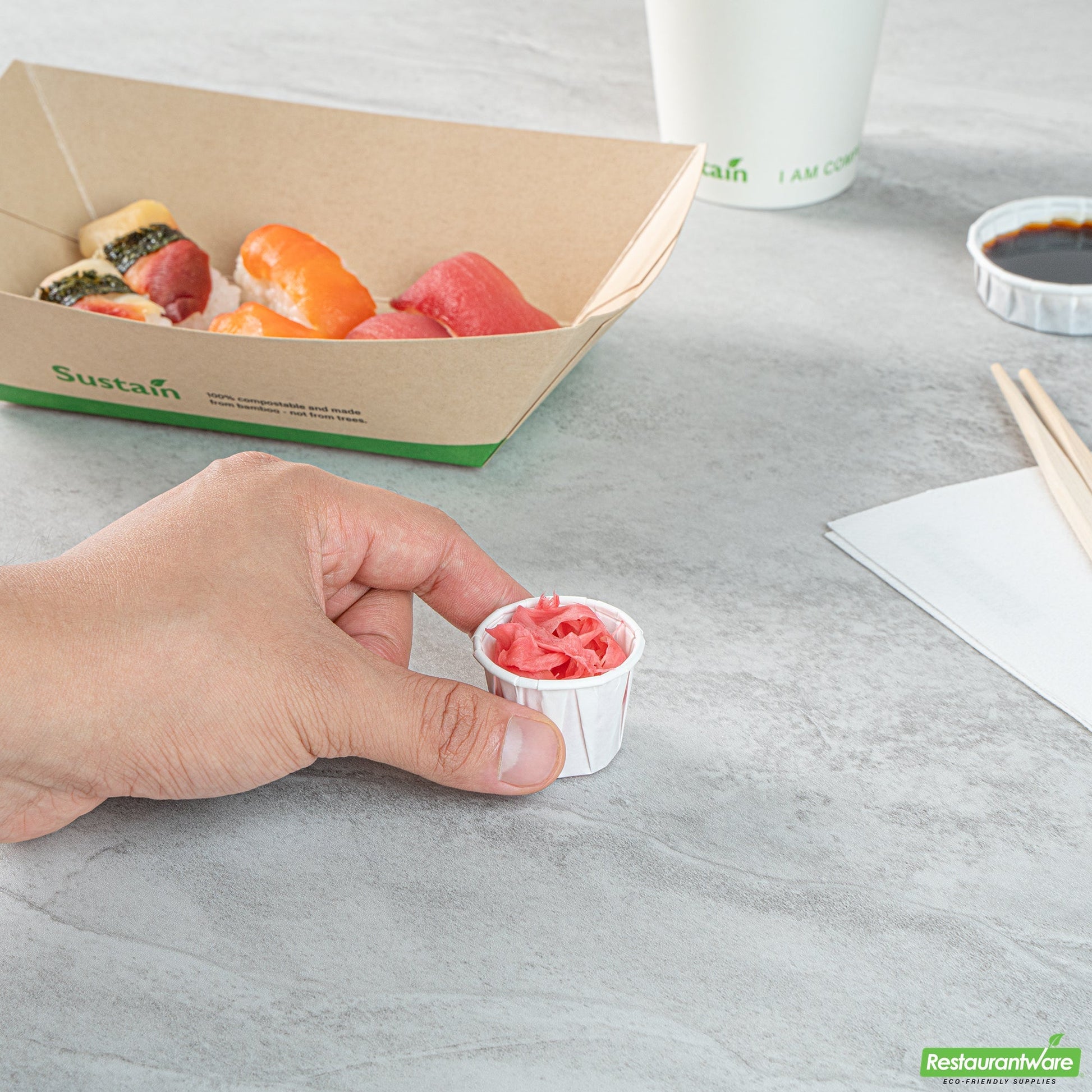 Wholesale Restaurantware Sustain 0.75 Oz White Paper Portion Cup - Compostable - 2000 Count Box- Bulk