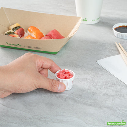 Wholesale Restaurantware Sustain 0.75 Oz White Paper Portion Cup - Compostable - 2000 Count Box- Bulk