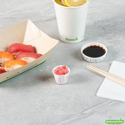 Wholesale Restaurantware Sustain 0.75 Oz White Paper Portion Cup - Compostable - 2000 Count Box- Bulk