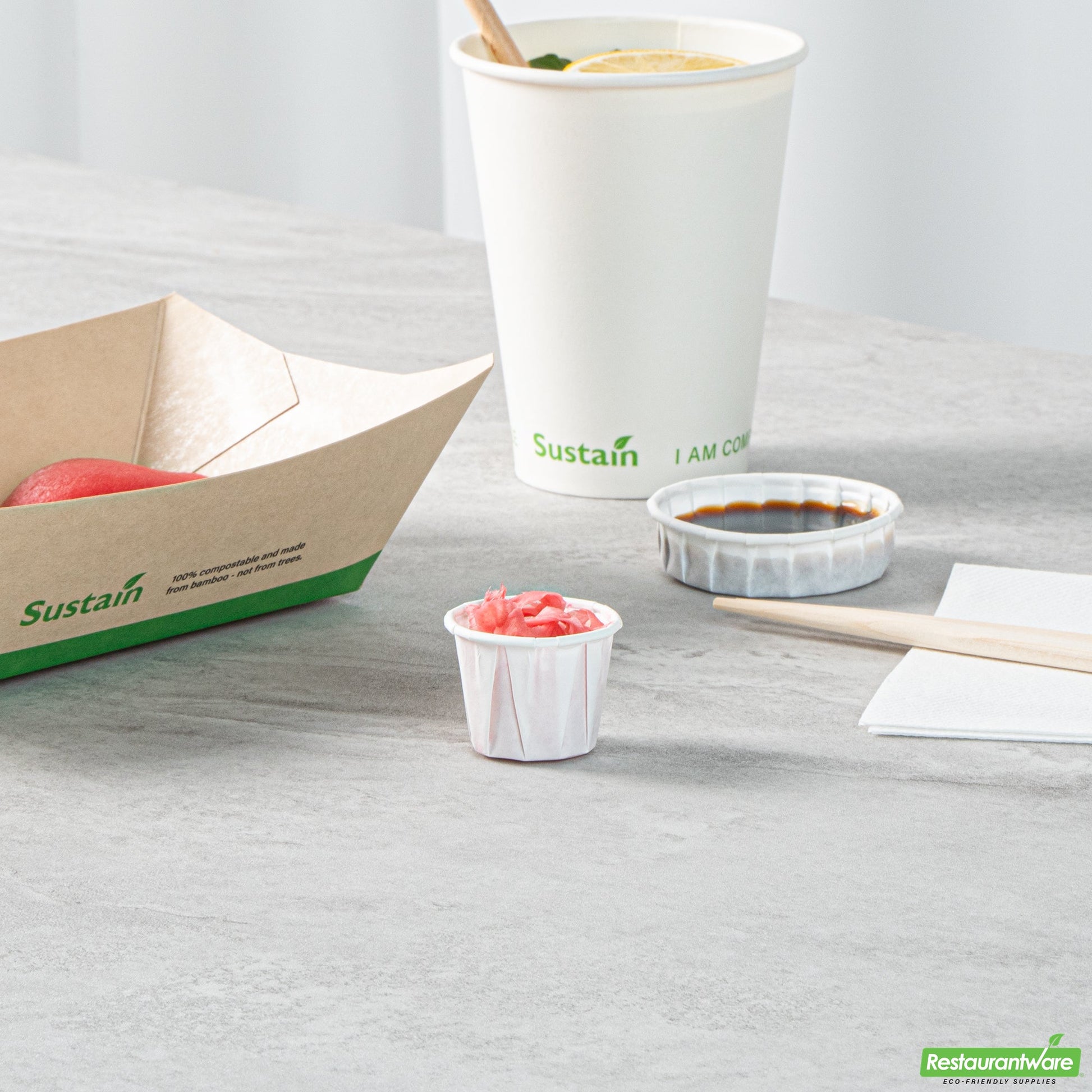 Wholesale Restaurantware Sustain 0.75 Oz White Paper Portion Cup - Compostable - 2000 Count Box- Bulk