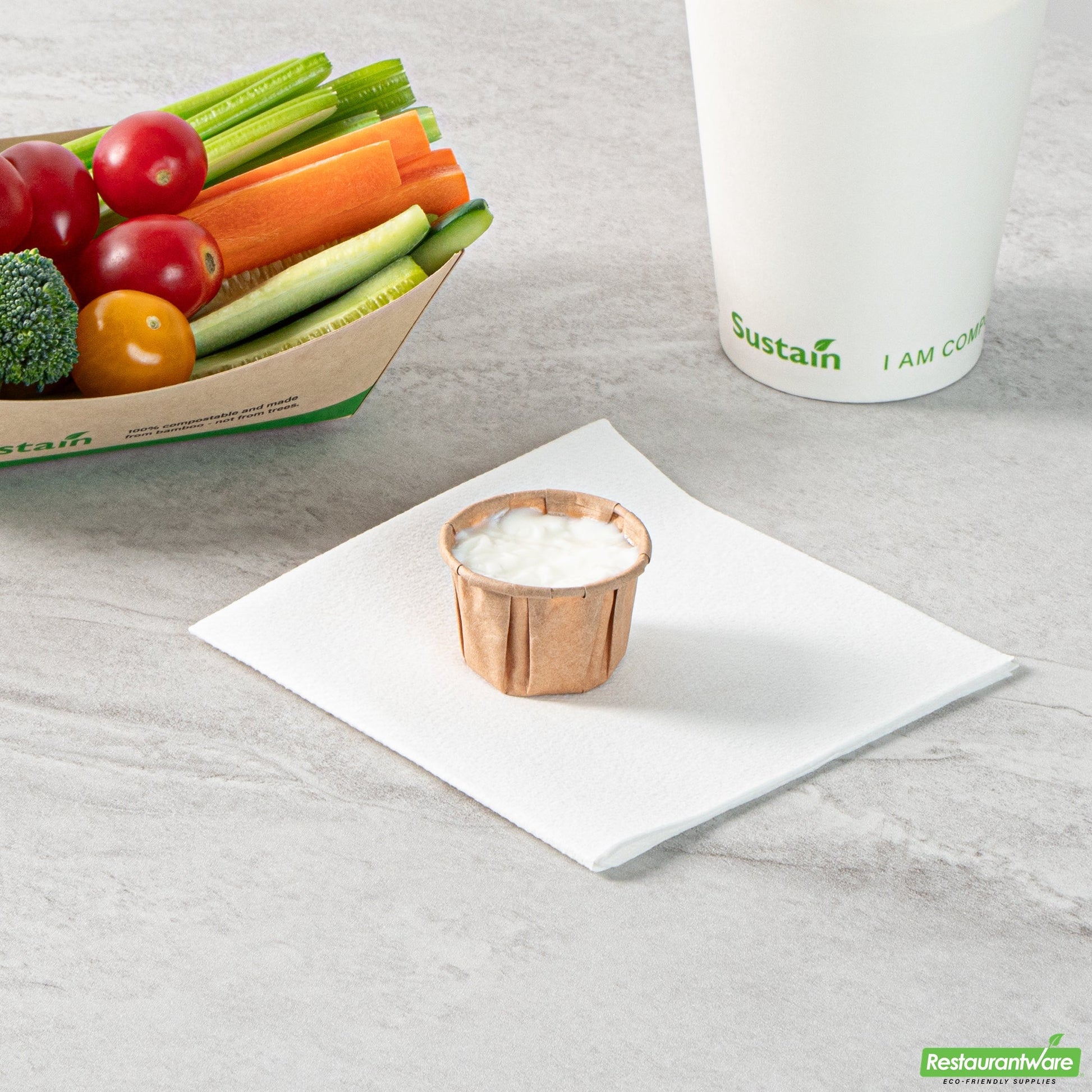 Wholesale Restaurantware Sustain 1 Oz Kraft Paper Portion Cup - Compostable - 2000 Count Box- Bulk