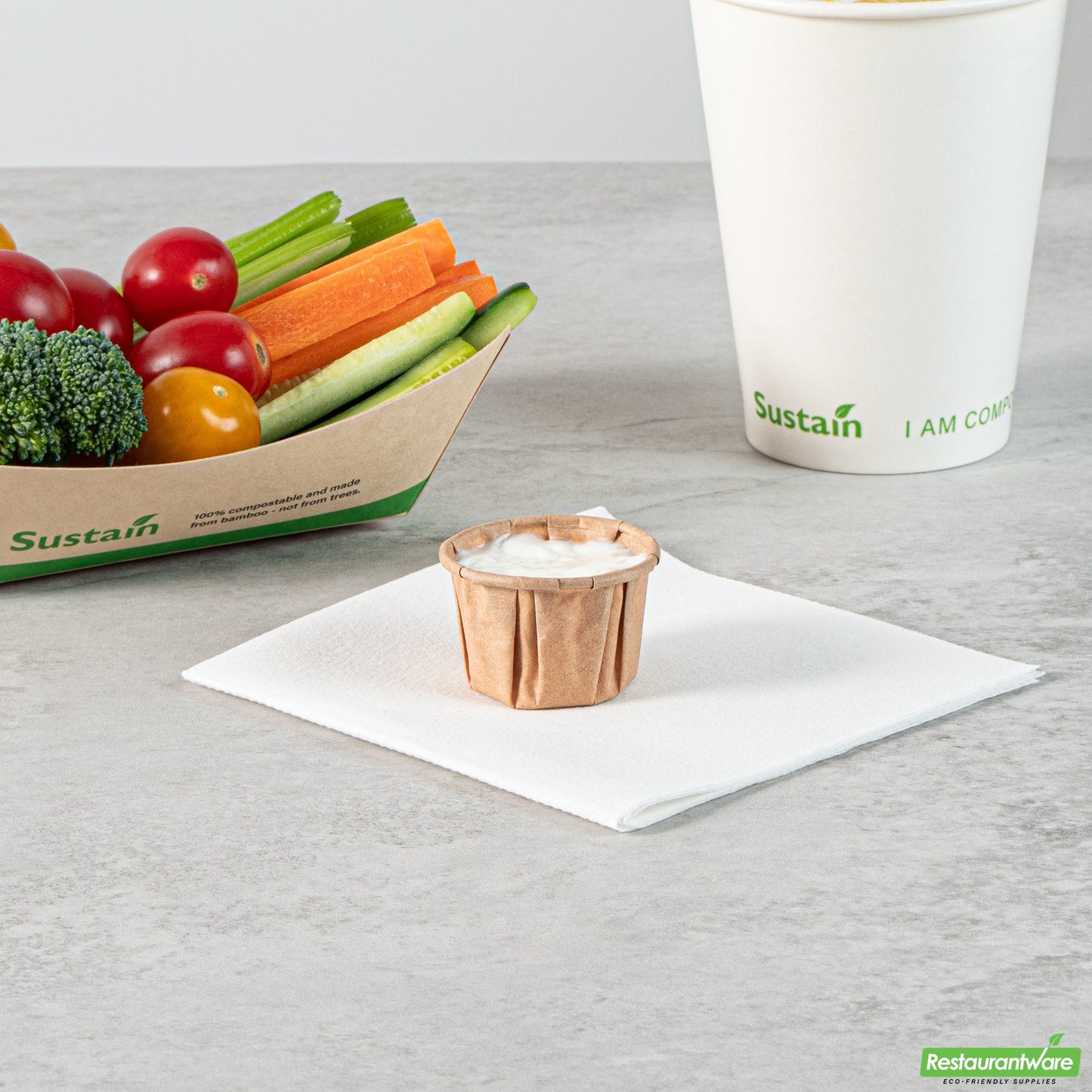Wholesale Restaurantware Sustain 1 Oz Kraft Paper Portion Cup - Compostable - 2000 Count Box- Bulk