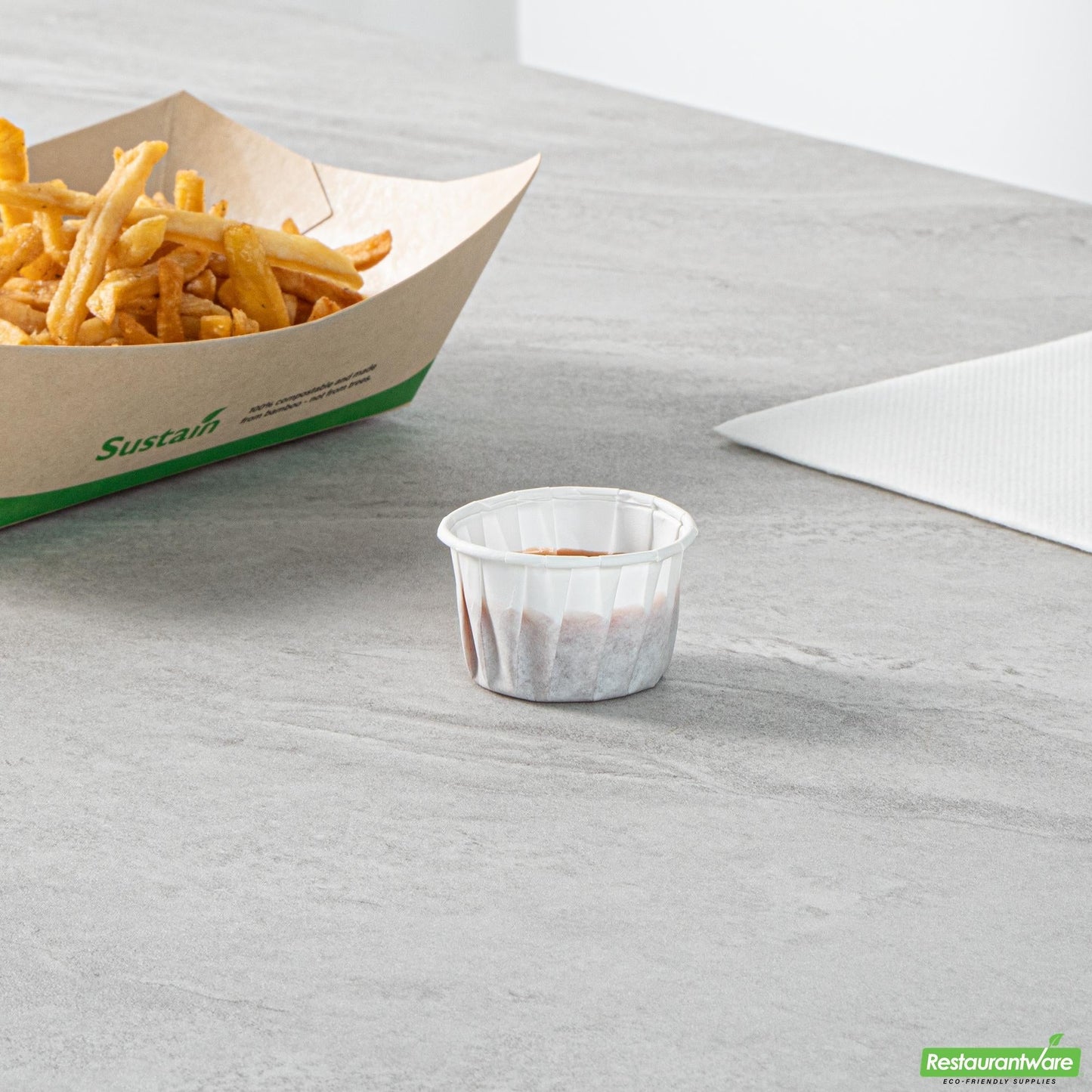 Wholesale Restaurantware Sustain 1.5 Oz White Paper Portion Cup - Compostable - 2000 Count Box- Bulk