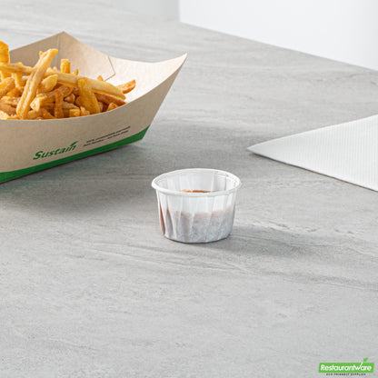 Wholesale Restaurantware Sustain 1.5 Oz White Paper Portion Cup - Compostable - 2000 Count Box- Bulk