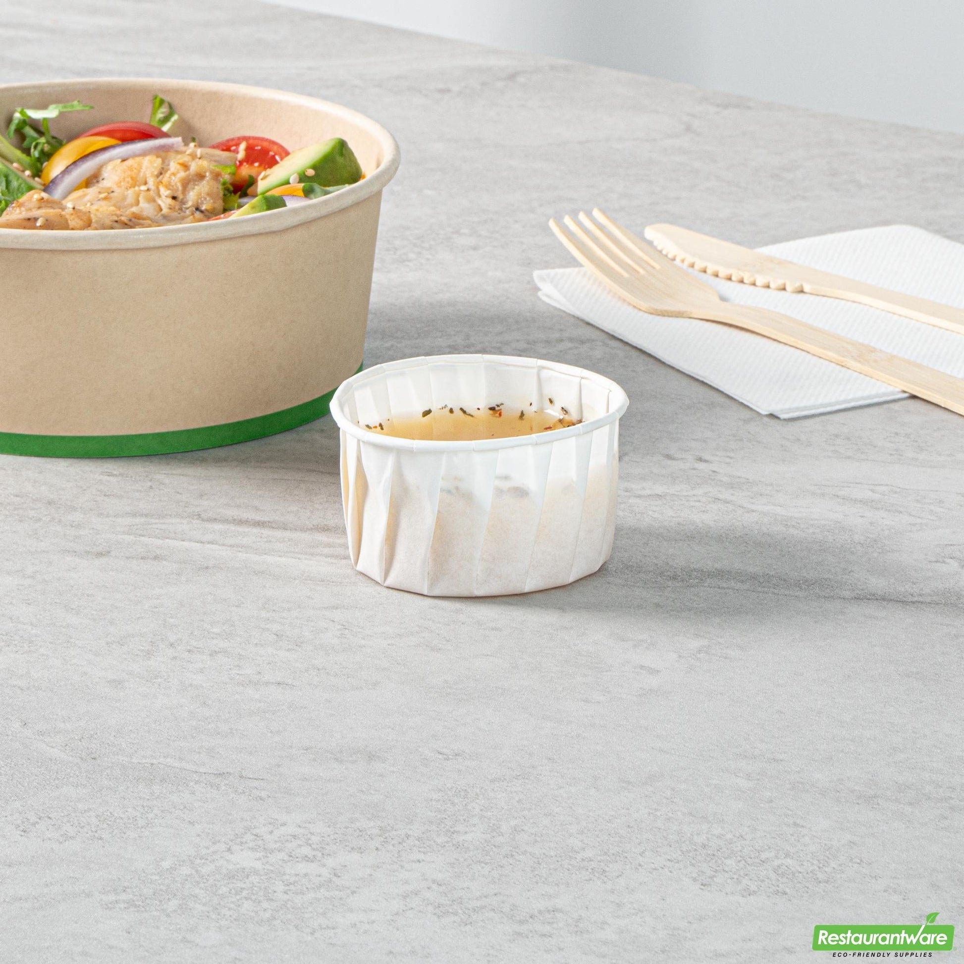 Wholesale Restaurantware Sustain 3.25 Oz White Paper Portion Cup - Compostable - 100 Count Box- Bulk