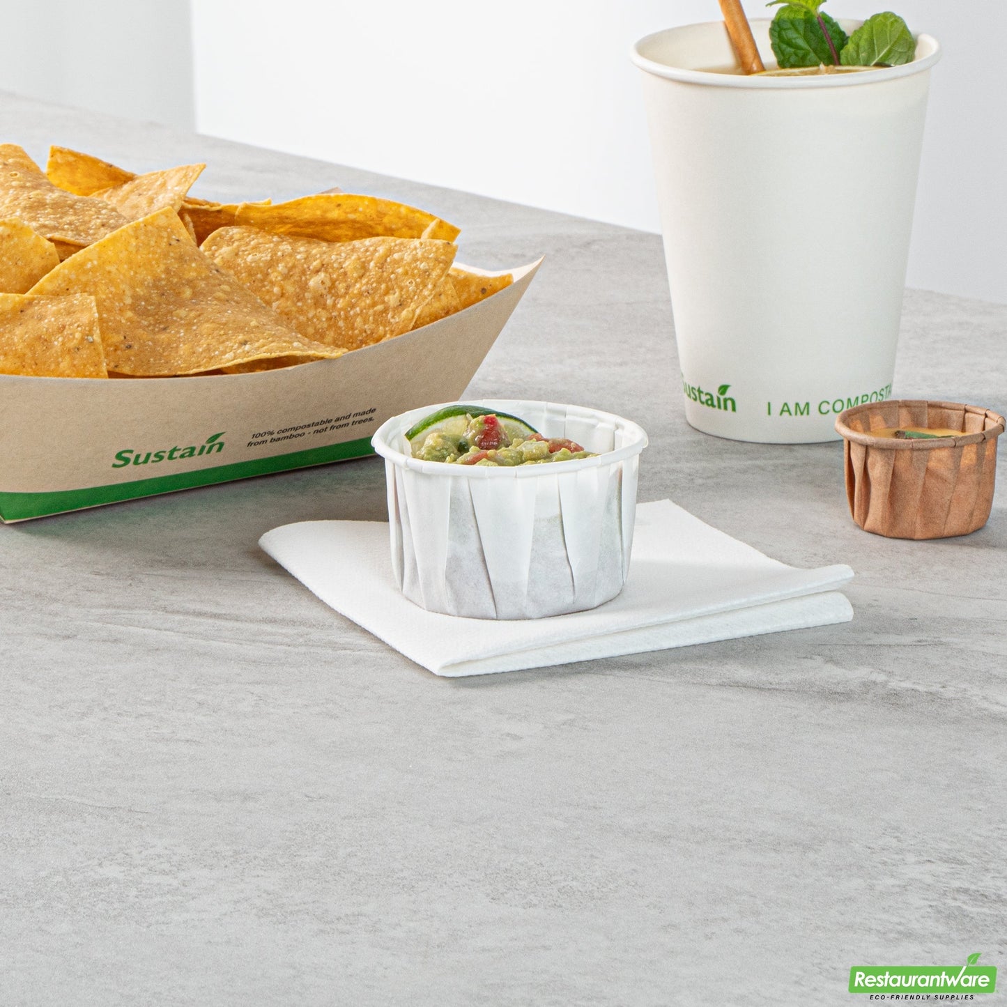 Wholesale Restaurantware Sustain 4 Oz White Paper Portion Cup - Compostable - 2000 Count Box- Bulk