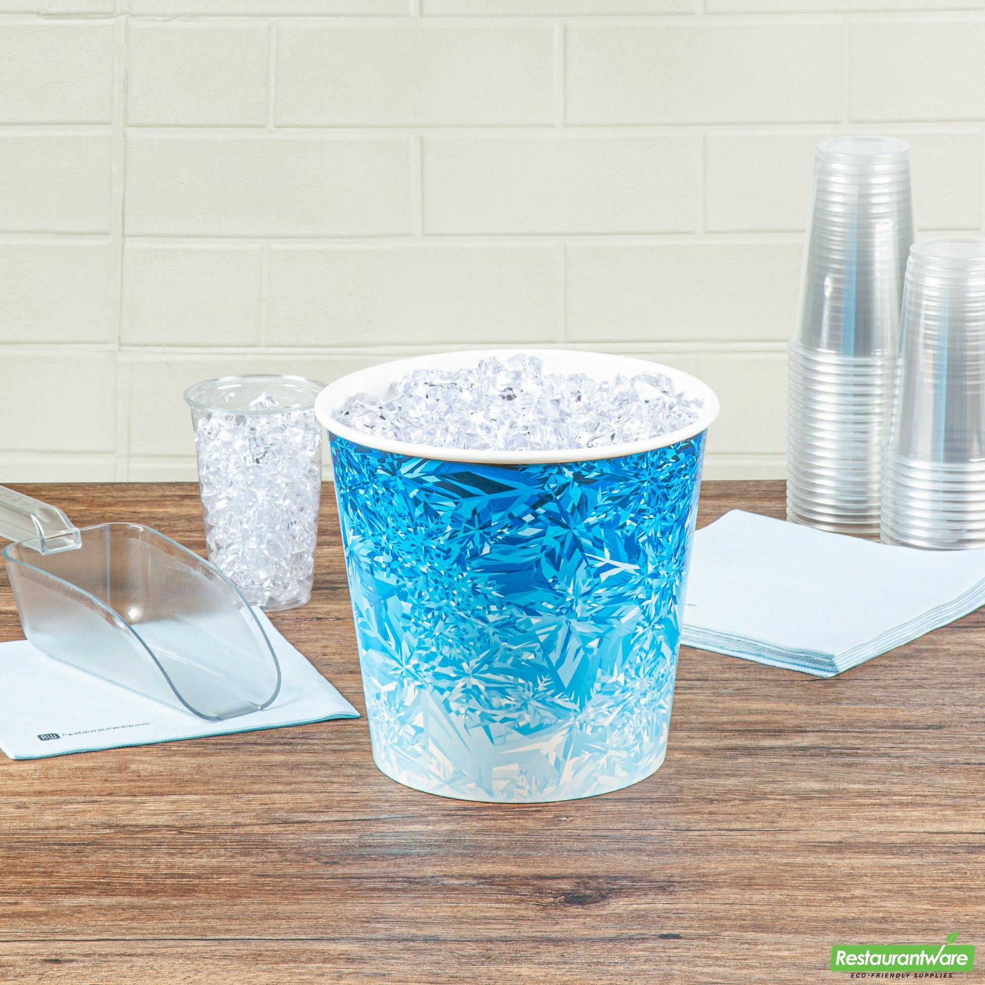 Wholesale Restaurantware Cater Tek 10 Lb Blue Disposable Paper Ice Bucket - 8 3/4" X 8 3/4" X 8 1/4" - 100 Count Box- Bulk