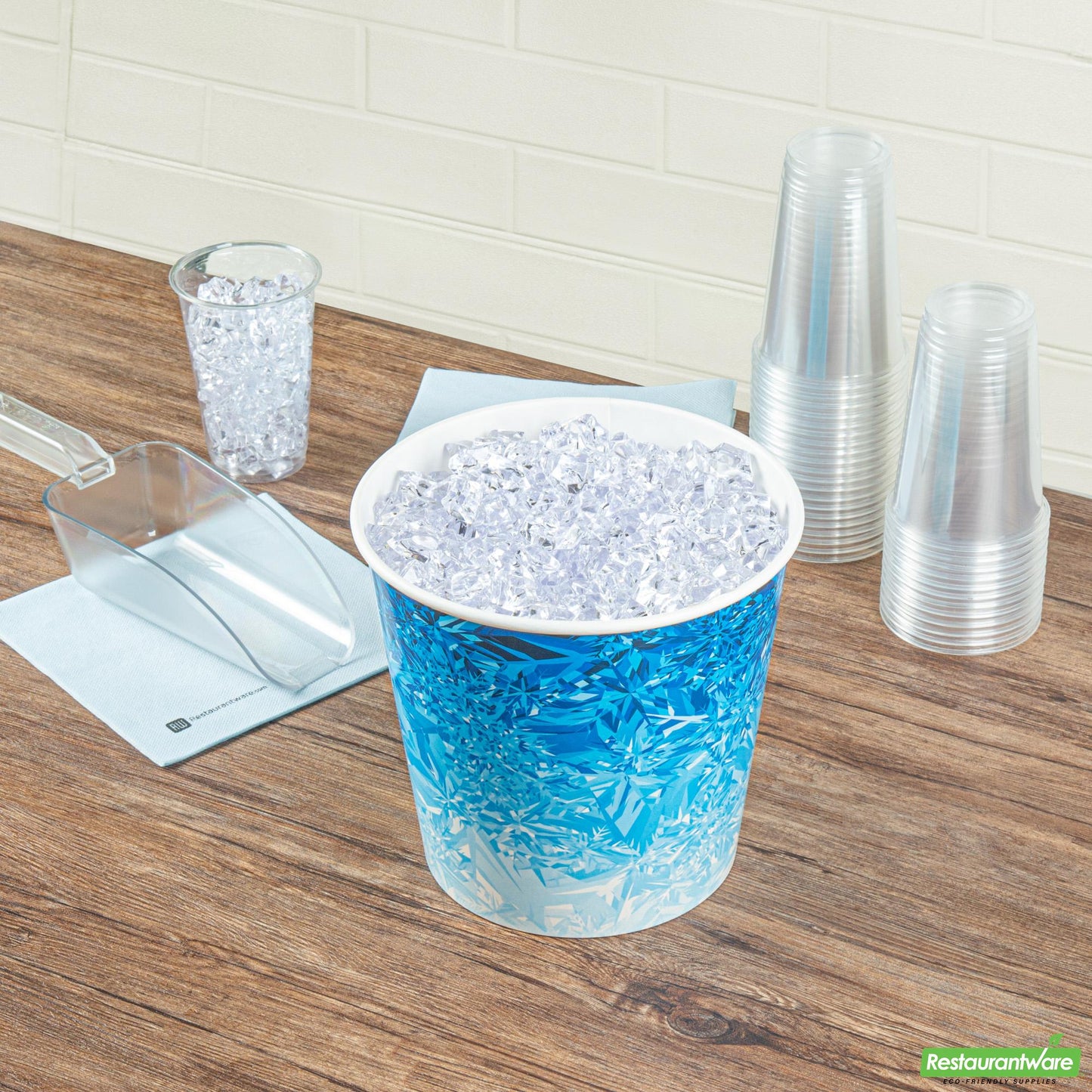 Wholesale Restaurantware Cater Tek 10 Lb Blue Disposable Paper Ice Bucket - 8 3/4" X 8 3/4" X 8 1/4" - 100 Count Box- Bulk