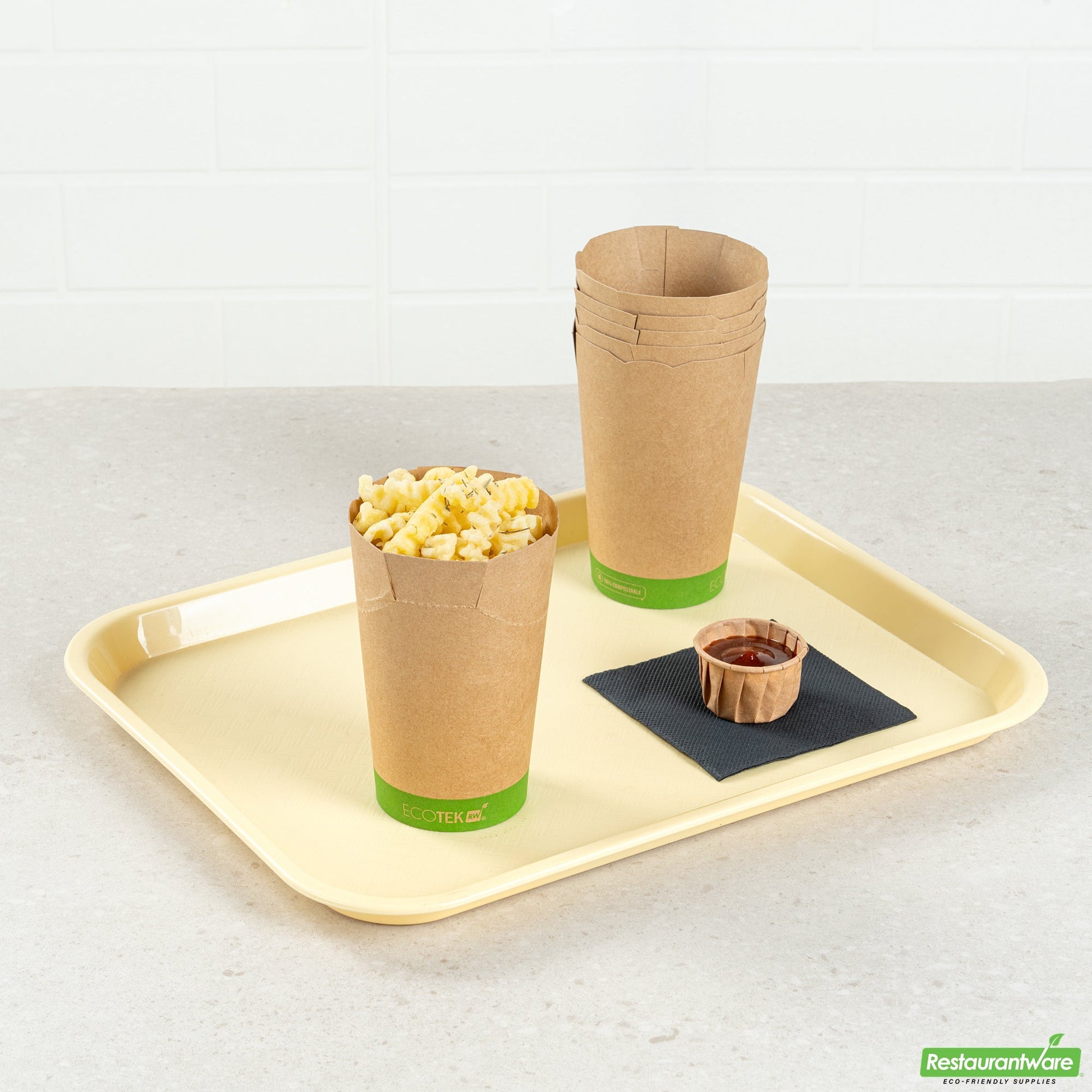 Wholesale Restaurantware Sustain 16 Oz Round Kraft Paper To Go Fry Cup - with PLA Lining, Compostable - 3 1/4 X 3 1/4 X 4 1/4 - 100 Count Box- Bulk