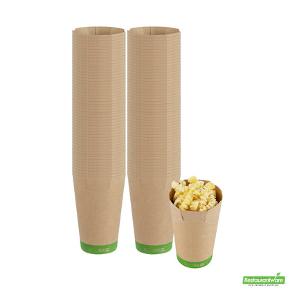 Wholesale Restaurantware Sustain 16 Oz Round Kraft Paper To Go Fry Cup - with PLA Lining, Compostable - 3 1/4 X 3 1/4 X 4 1/4 - 100 Count Box- Bulk