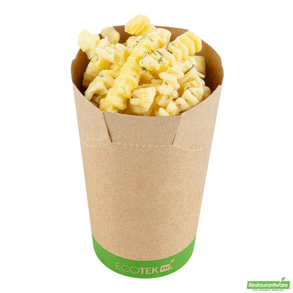 Wholesale Restaurantware Sustain 16 Oz Round Kraft Paper To Go Fry Cup - with PLA Lining, Compostable - 3 1/4 X 3 1/4 X 4 1/4 - 100 Count Box- Bulk