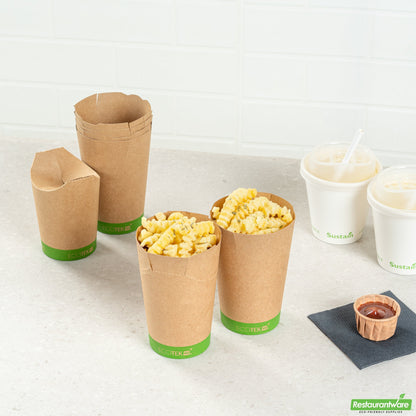 Wholesale Restaurantware Sustain 16 Oz Round Kraft Paper To Go Fry Cup - with PLA Lining, Compostable - 3 1/4 X 3 1/4 X 4 1/4 - 100 Count Box- Bulk
