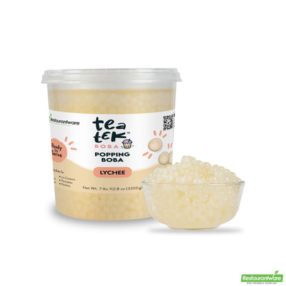 Wholesale Restaurantware Tea Tek 7 Lb Lychee Popping Boba - 4 Count Box- Bulk